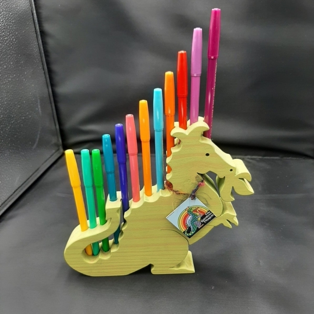 Carved Dinosaur Marker Holder